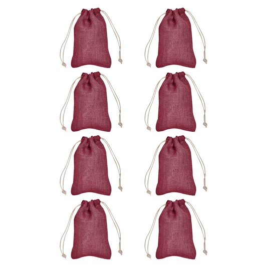 Wholesale Coloured Burlap Drawstring Jute Gift Bags for Party Favours (8 PCS)