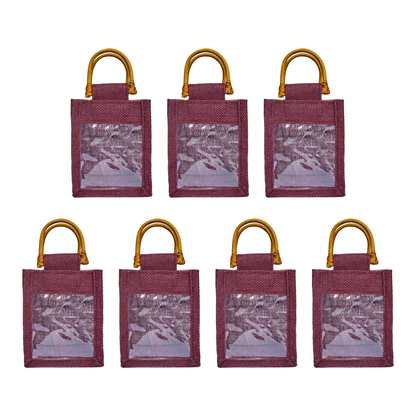 Wholesale Coloured Burlap Gift Bags for Holiday Gifts (Packs of 7)