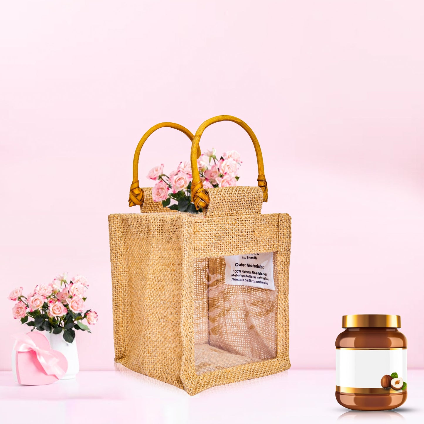 Wholesale Natural Burlap Gift Bags with PVC for Gift Hampers & Events (Packs of 12)