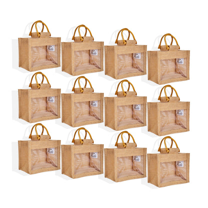 Wholesale Eco-Friendly Natural Burlap Jute Gift Bags for Wedding Favours & Hampers (Packs of 12)