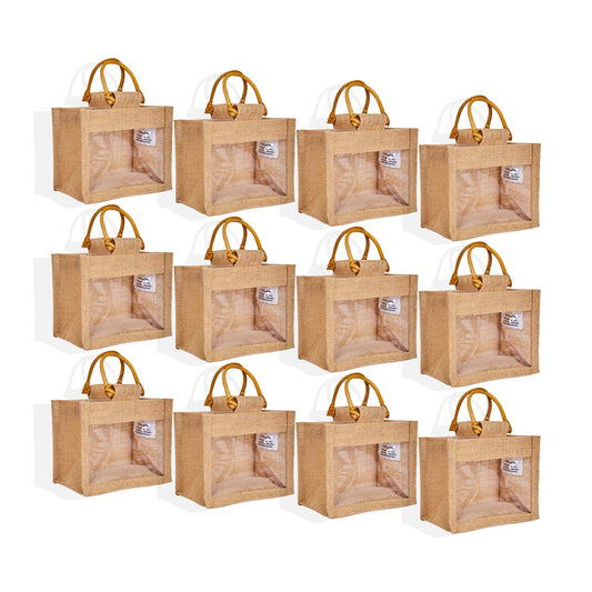 Wholesale Eco-Friendly Natural Burlap Jute Gift Bags for Wedding Favours & Hampers (Packs of 12)