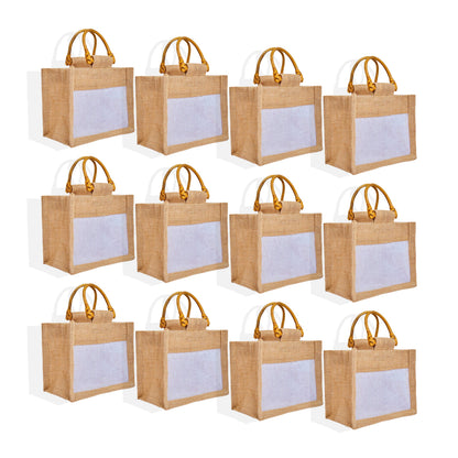 Wholesale Reusable Natural Burlap Jute Gift Bags for Wedding Favours & Hampers (Packs of 12)