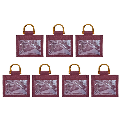 Wholesale Reusable Colourful Burlap Jute Gift Bags for Party Favours & Events (7 PCS)