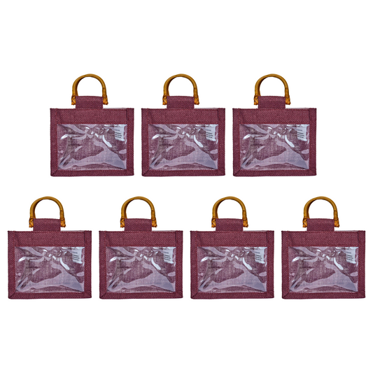 Wholesale Reusable Colourful Burlap Jute Gift Bags for Party Favours & Events (7 PCS)