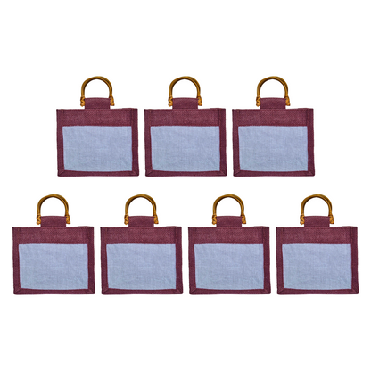 Wholesale Colourful Burlap Jute Gift Bags with Organza for Party Favours & Events (Packs of 7)