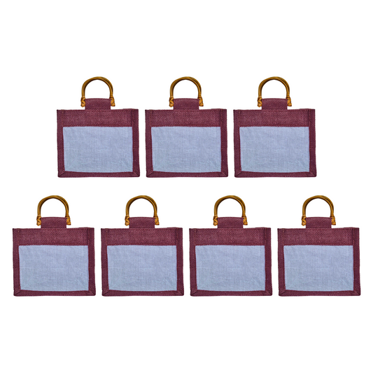 Wholesale Colourful Burlap Jute Gift Bags with Organza for Party Favours & Events (Packs of 7)
