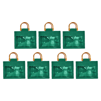 Wholesale Reusable Colourful Burlap Jute Gift Bags for Party Favours & Events (7 PCS)