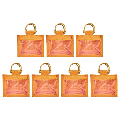 Wholesale Reusable Colourful Burlap Jute Gift Bags for Party Favours & Events (7 PCS)
