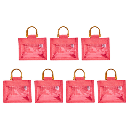 Wholesale Reusable Colourful Burlap Jute Gift Bags for Party Favours & Events (7 PCS)