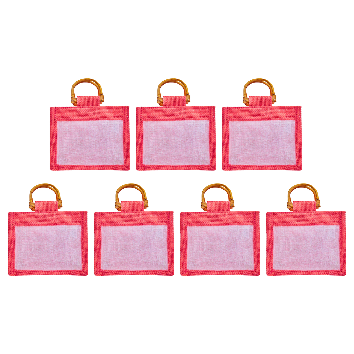 Wholesale Colourful Burlap Jute Gift Bags with Organza for Party Favours & Events (Packs of 7)