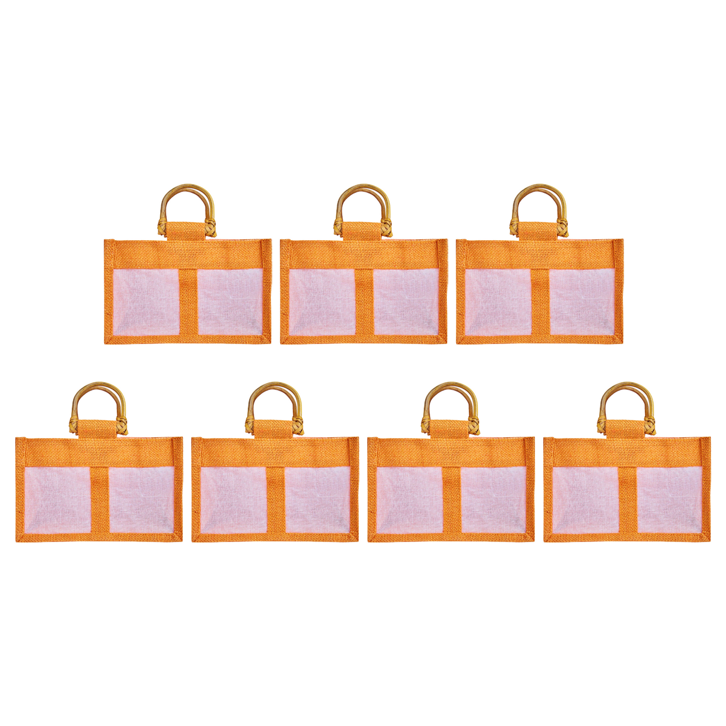 Wholesale Eco-Friendly Coloured Burlap Jute Gift Bags with Organza  (Packs of 7)