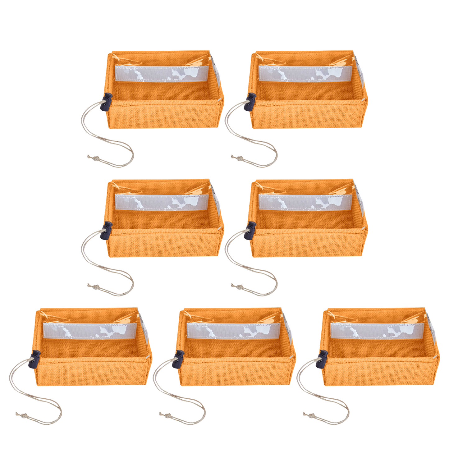 Wholesale Eco-Friendly Coloured Burlap Jute Gift Boxes with PVC Window for Events(Packs of 7)