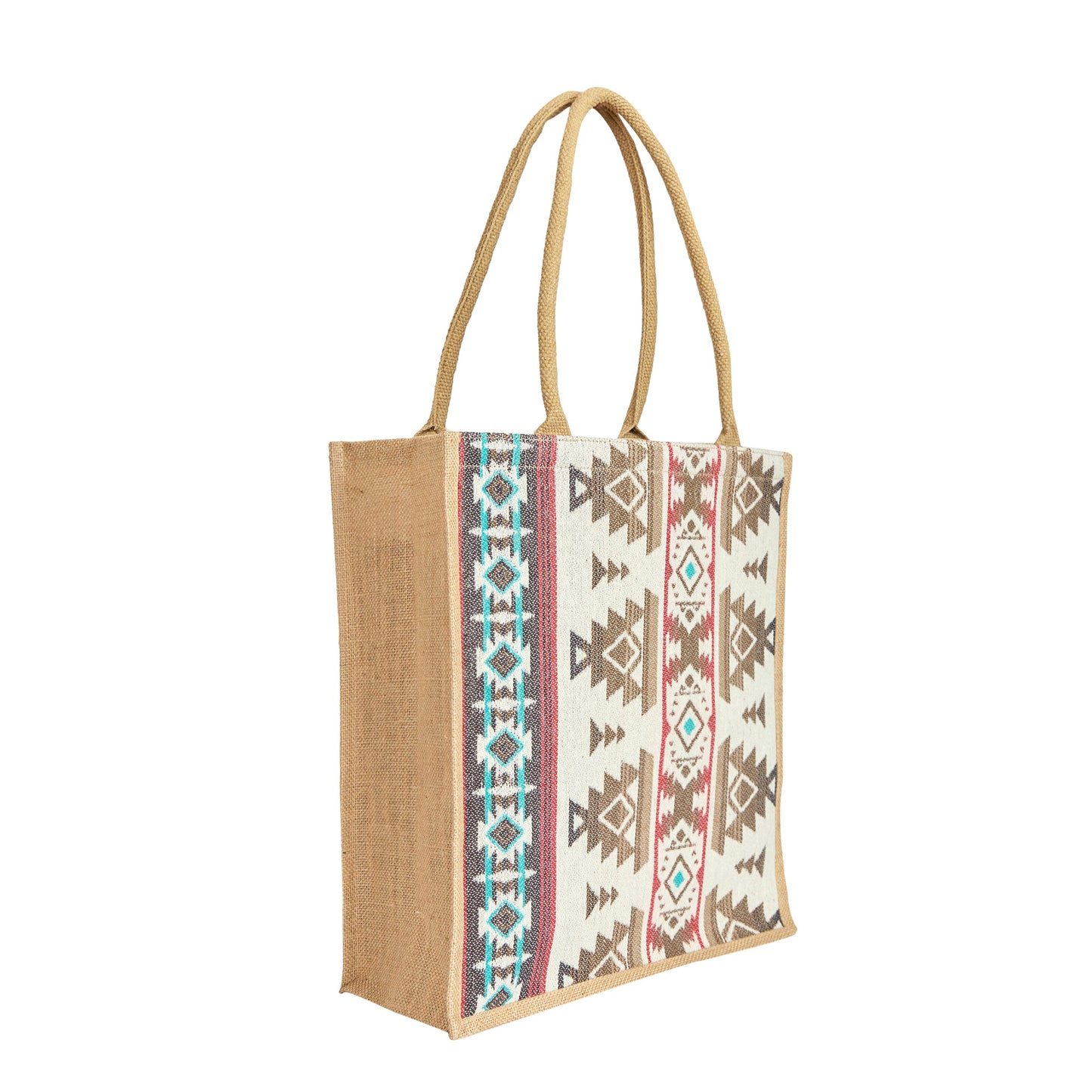 Wholesale Premium Reusable Jute Shopping with Jacquard fabric Tote Bag