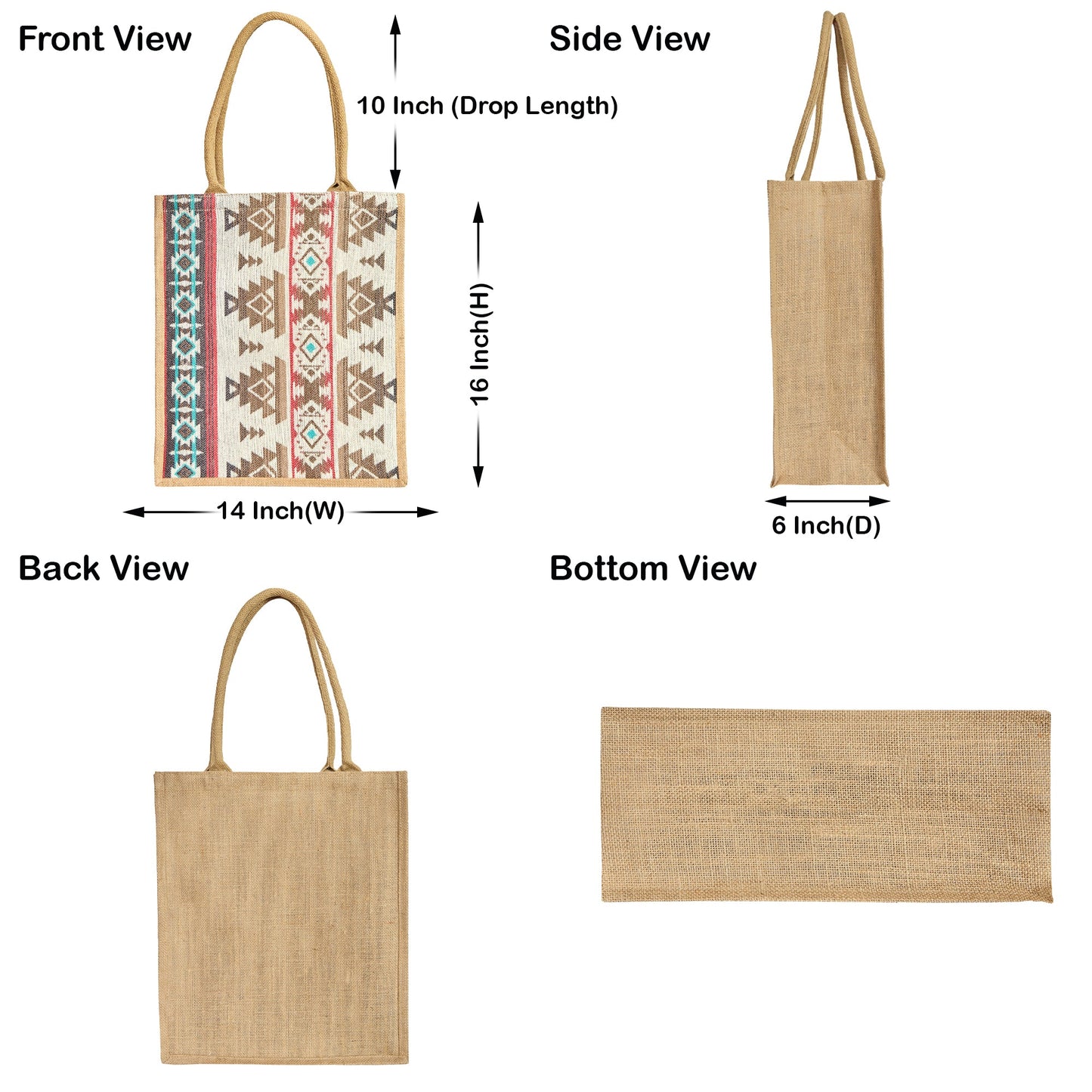 Wholesale Premium Reusable Jute Shopping with Jacquard fabric Tote Bag