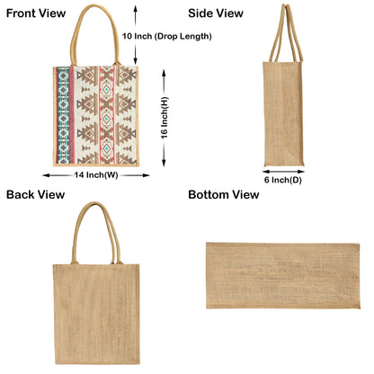 Wholesale Reusable Jute with Jacquard fabric Shopping Tote Bag Combo