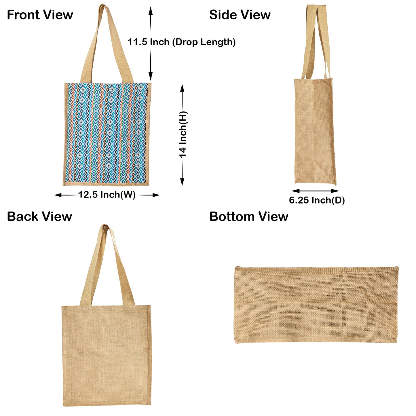 Wholesale Natural Jute with Jacquard fabric Shopping  Shoulder Tote Bag