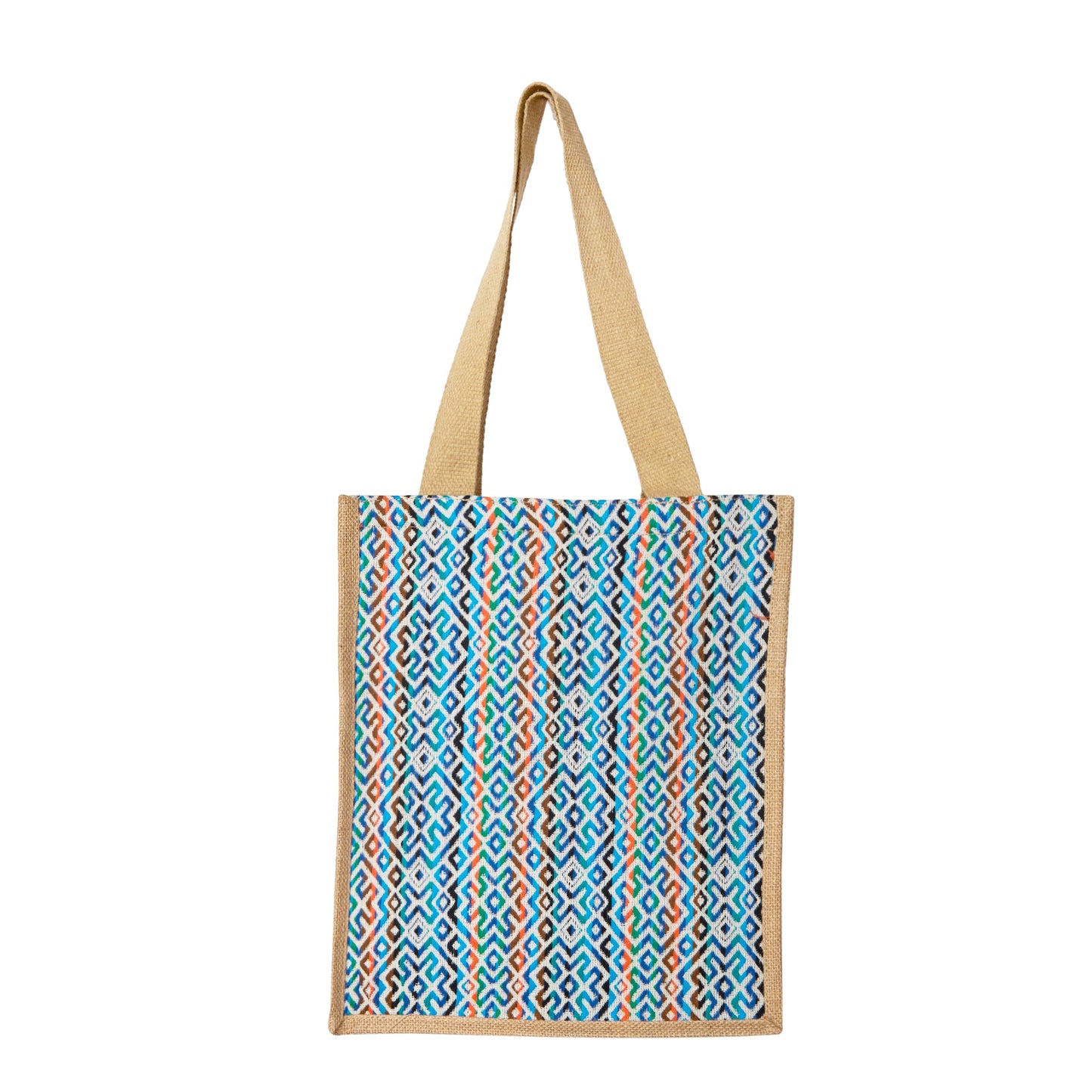 Wholesale Natural Jute with Jacquard fabric Shopping  Shoulder Tote Bag