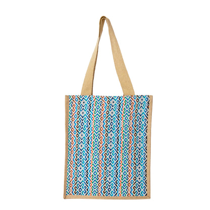 Wholesale Natural Jute with Jacquard fabric Shopping  Shoulder Tote Bag