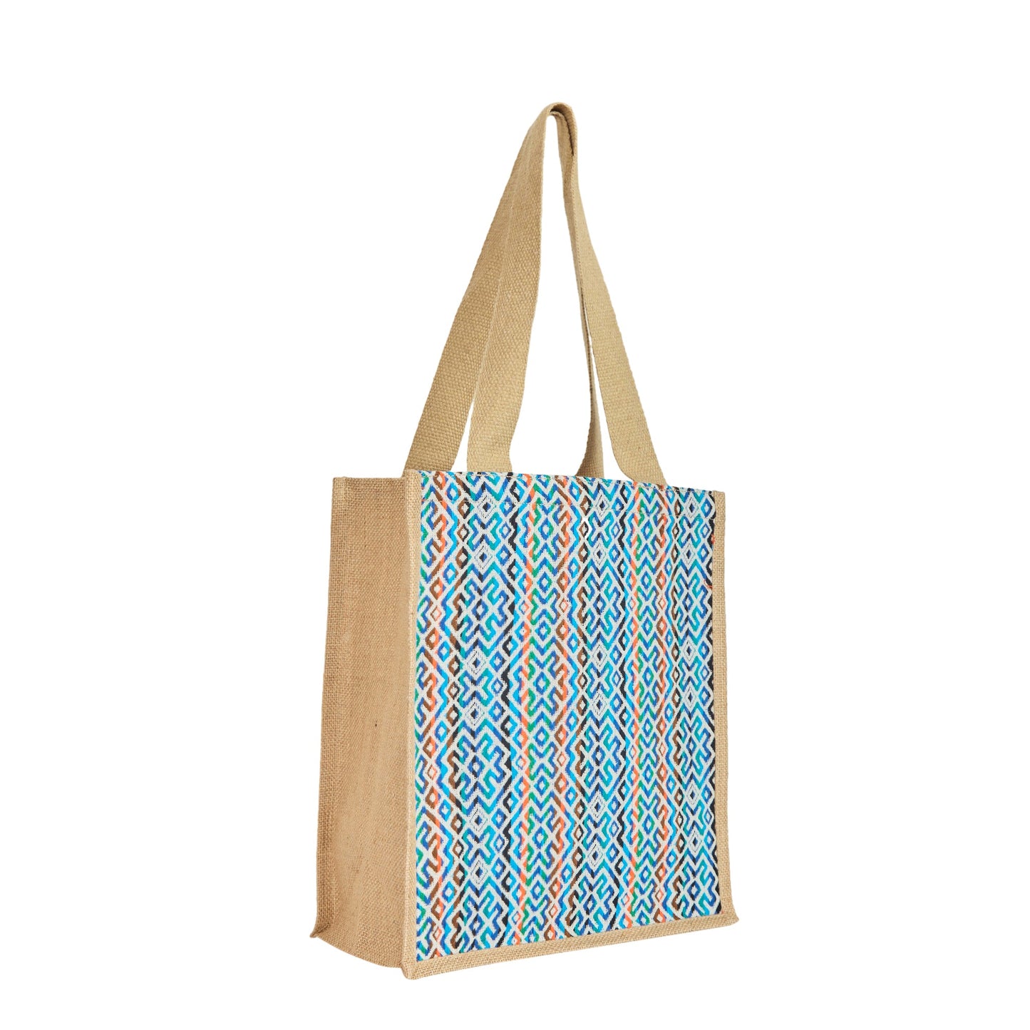 Wholesale Natural Jute with Jacquard fabric Shopping  Shoulder Tote Bag