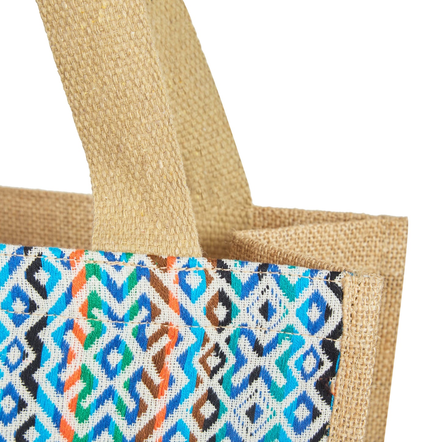 Wholesale Natural Jute with Jacquard fabric Shopping  Shoulder Tote Bag