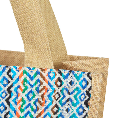 Wholesale Natural Jute with Jacquard fabric Shopping  Shoulder Tote Bag