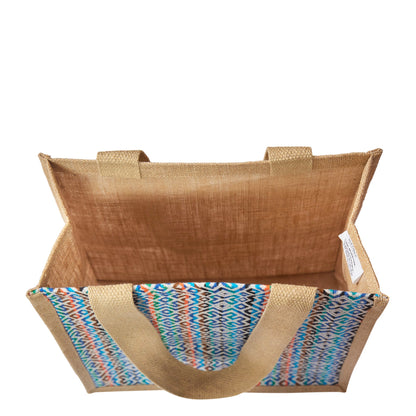 Wholesale Natural Jute with Jacquard fabric Shopping  Shoulder Tote Bag