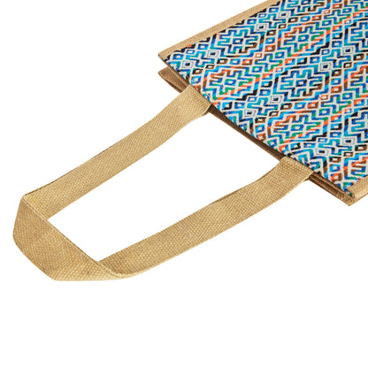 Wholesale Natural Jute with Jacquard fabric Shopping  Shoulder Tote Bag
