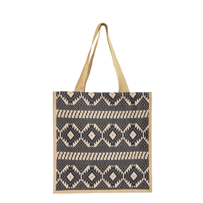 Wholesale Eco Jute with Jacquard fabric Shoulder Tote Bag for Daily use