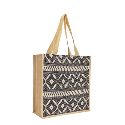Wholesale Eco Jute with Jacquard fabric Shoulder Tote Bag for Daily use
