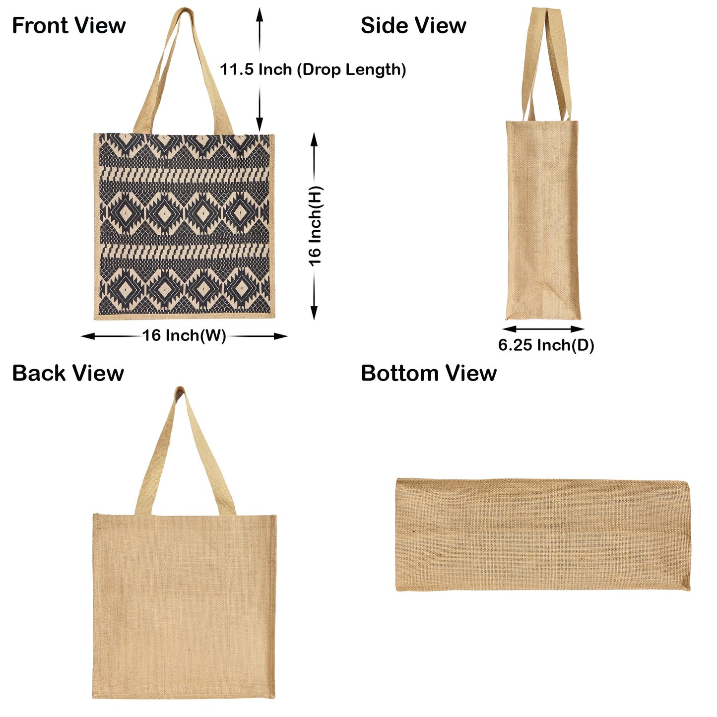 Wholesale Reusable Jute with Jacquard fabric Shopping Tote Bag Combo