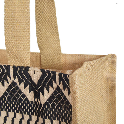 Wholesale Eco Jute with Jacquard fabric Shoulder Tote Bag for Daily use