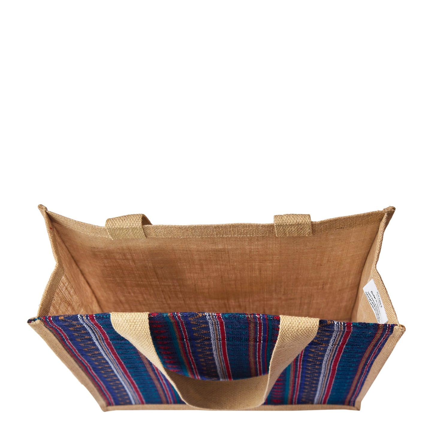 Wholesale Natural JuteTote Bag with Purple Jacquard Fabric for daily use