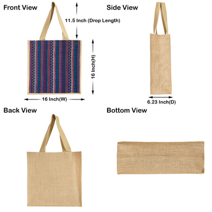 Wholesale Reusable Jute with Jacquard fabric Shopping Tote Bag Combo