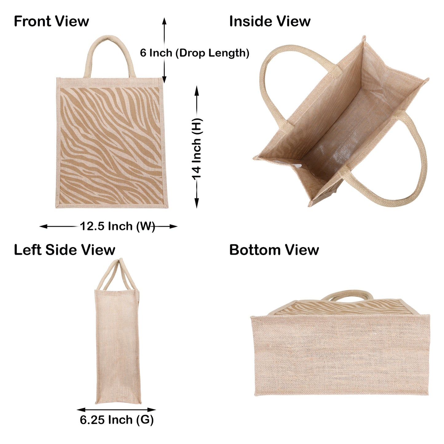 Zebra Print Natural Jute Tote Bags for Eco Shopping – Wholesale Supply