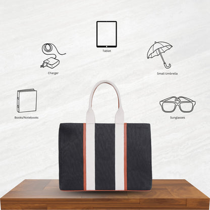 Wholesale  Black Canvas Tote Handbag with Zipper Strap