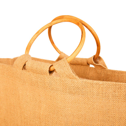 Reusable Jute Tote Bags with Cane Handles – Wholesale Durable Totes for Shopping, Groceries (Set of 8)
