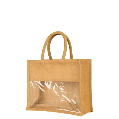 Wholesale Jute Tote Bags with PVC – Gifts for Events, Weddings, New Year, Christmas, Promotional (Set of 12)
