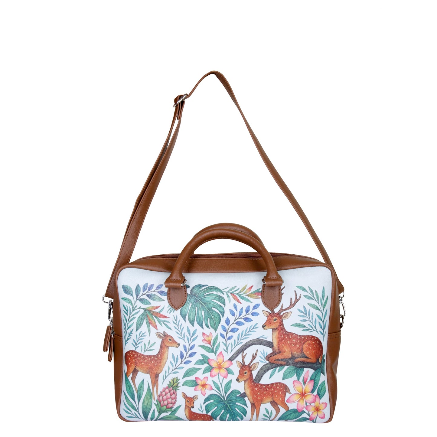 Vegan Leather Wholesale Crossbody Bag for Women with Top Handle – Deers Hand Printed, Tote & Business Handbag – Work, Travel & Daily Use