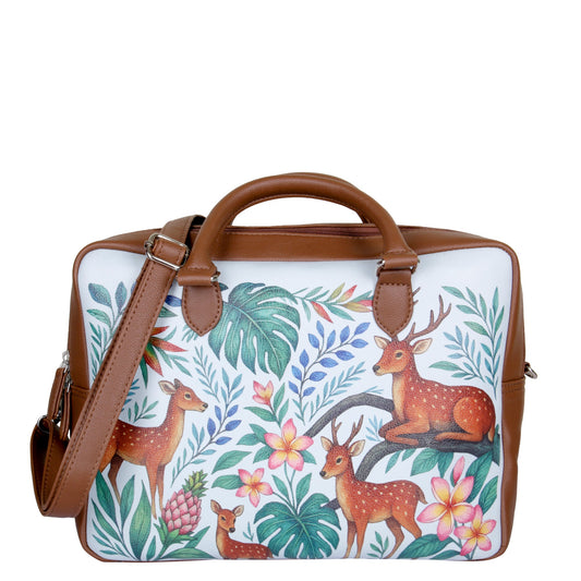 Vegan Leather Wholesale Crossbody Bag for Women with Top Handle – Deers Hand Printed, Tote & Business Handbag – Work, Travel & Daily Use