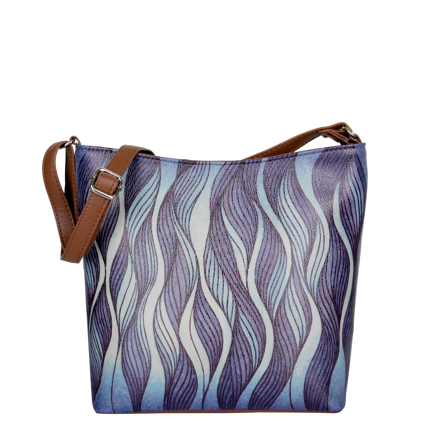 Women's vegan leather abstract print crossbody bag with adjustable strap for travel, work and everyday use