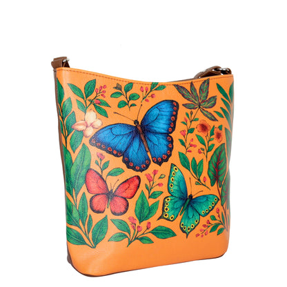 Butterfly Hand Printed Vegan Leather Crossbody Bag – Wholesale Stylish Sling & Shoulder Purse for Women