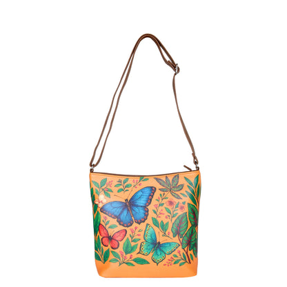 Butterfly Hand Printed Vegan Leather Crossbody Bag – Wholesale Stylish Sling & Shoulder Purse for Women