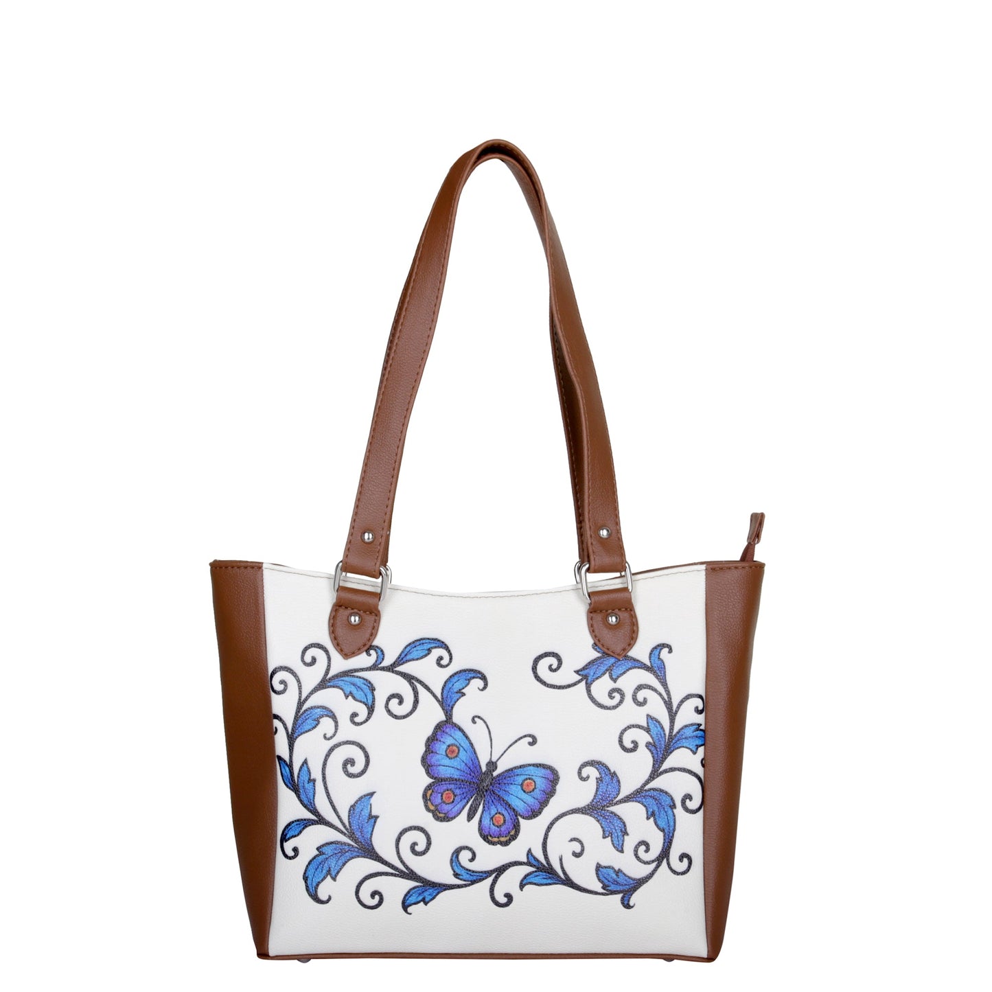 Butterfly Hand Printed Wholesale Vegan Leather Shoulder Tote Bag– Handbag, Top Handle Purse for Women – Ideal for Office, Travel & Everyday Use