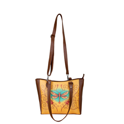 Dragonfly Wholesale Hand Printed Vegan Leather Shoulder Tote Bag– Handbag, Top Handle Purse for Women – Ideal for Office, Travel & Everyday Use