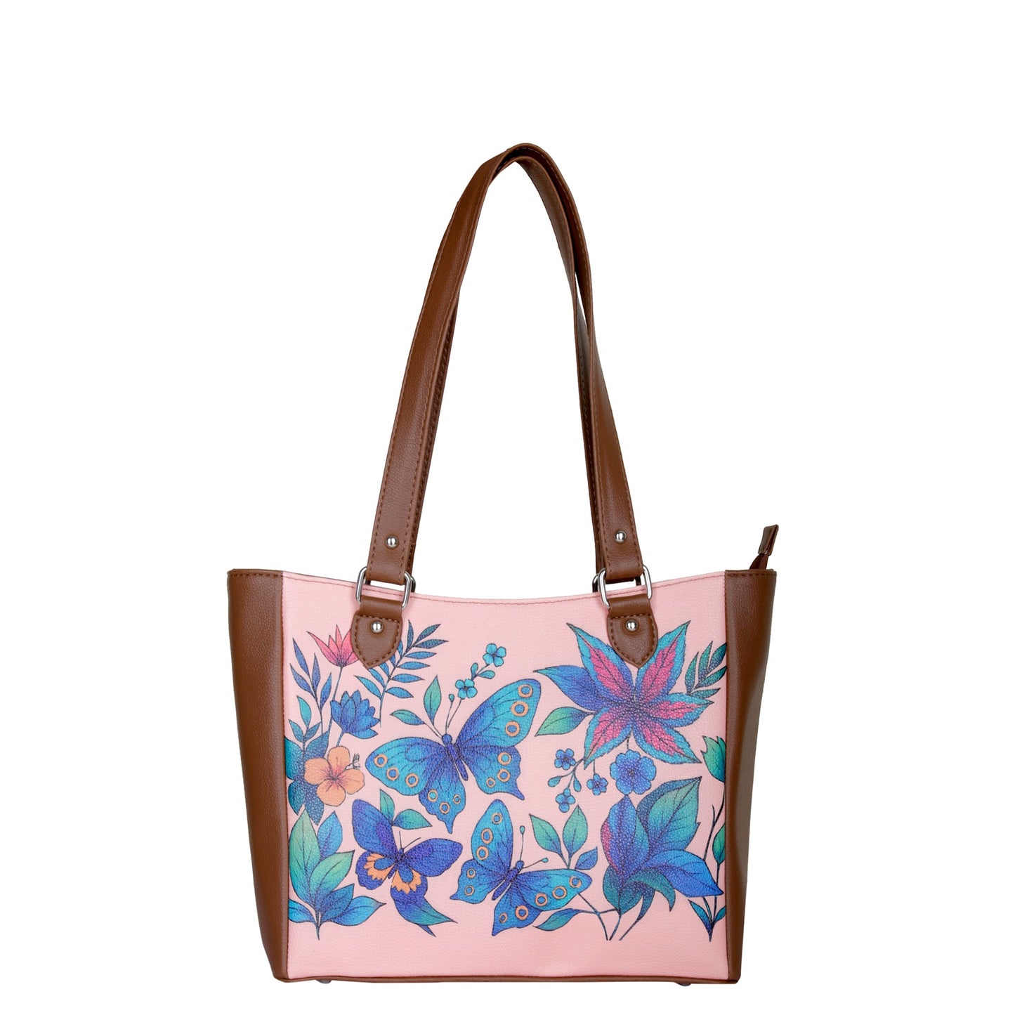 Botanical Hand Printed Wholesale Vegan Leather Shoulder Tote Bag– Handbag, Top Handle Purse for Women – Ideal for Office, Travel & Everyday Use