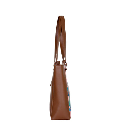 Botanical Hand Printed Wholesale Vegan Leather Shoulder Tote Bag– Handbag, Top Handle Purse for Women – Ideal for Office, Travel & Everyday Use