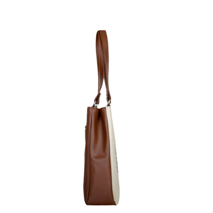 Women’s Wholesale Vegan Leather Tote Shoulder Bag – Hand Printed Birds Print, Multi‑Compartment Handbag for Work, Travel & Everyday Use