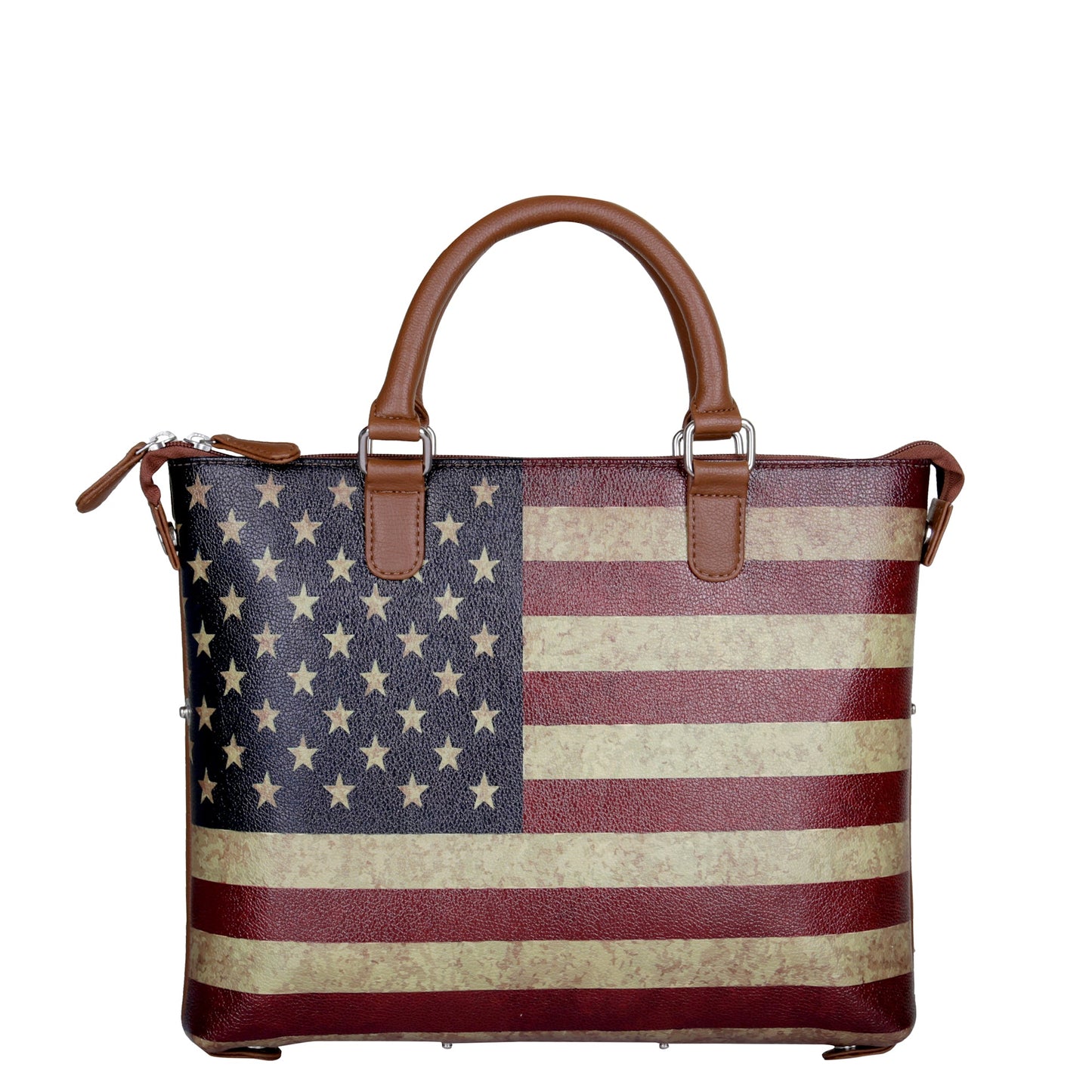 Women’s USA Flag Vegan Leather 3‑in‑1 Hand Printed Wholesale Convertible Shoulder Bag – Stylish Top Handle Crossbody Purse