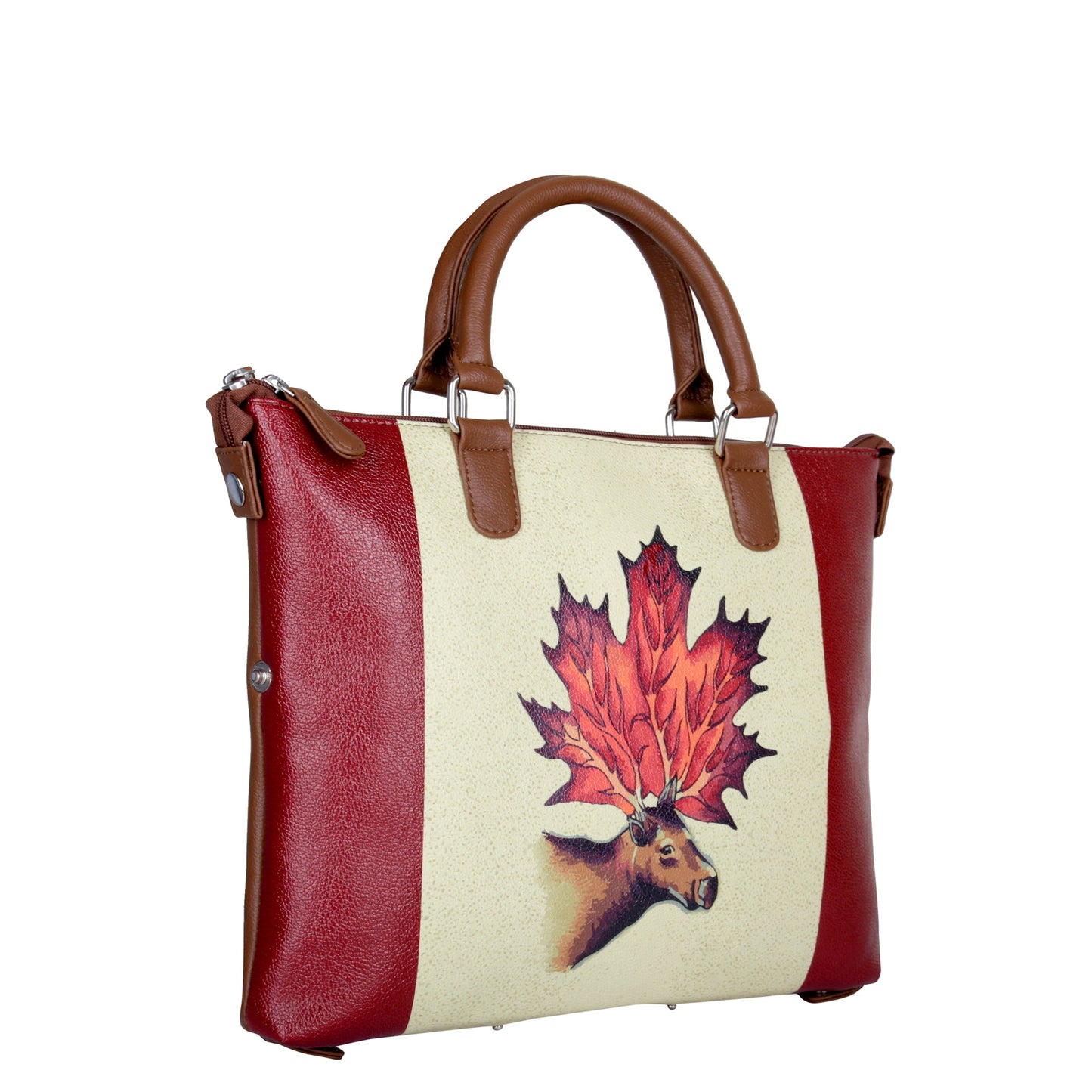 Women’s Maple Leaf Hand Printed Vegan Leather Wholesale Shoulder Bag – Stylish Top Handle Crossbody for Daily Use