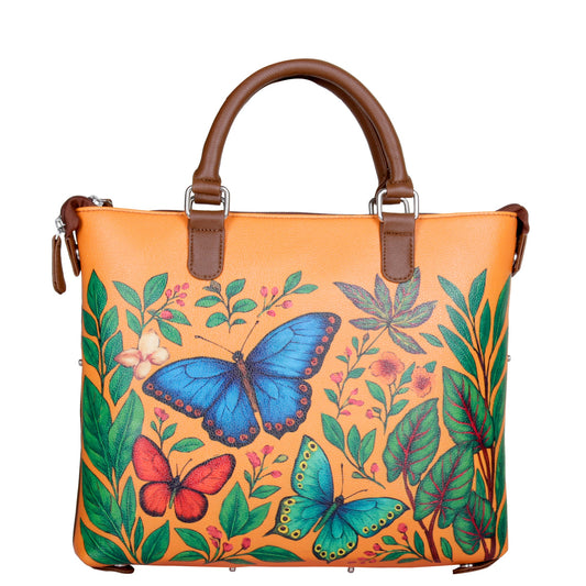 Women’s Butterfly Vegan Leather Hand Printed Wholesale Top Handle Shoulder Bag – Stylish Crossbody Purse